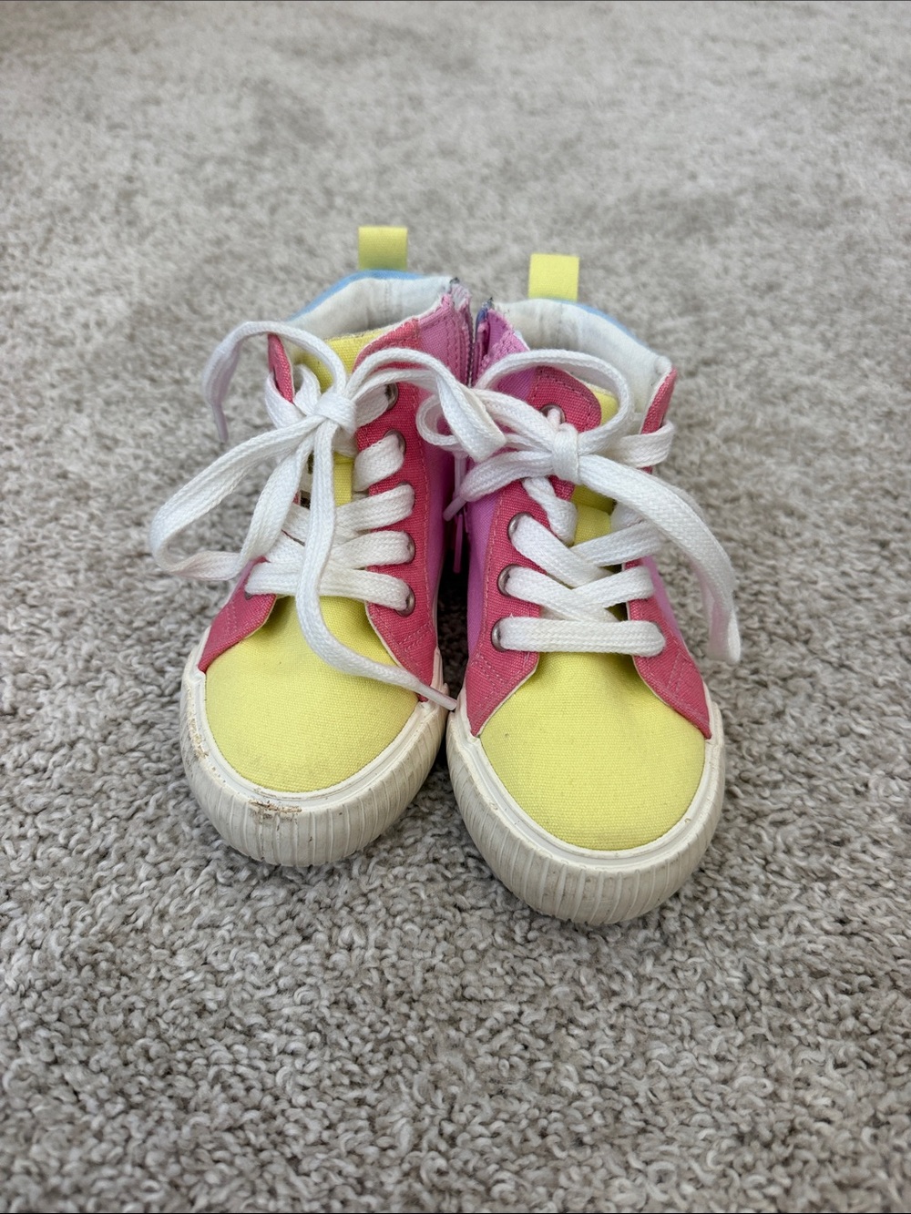 Kids Yellow & Pink High-Top Canvas Sneakers
